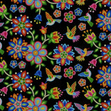 Colibri perlé noir 100% coton - Prix par mètre