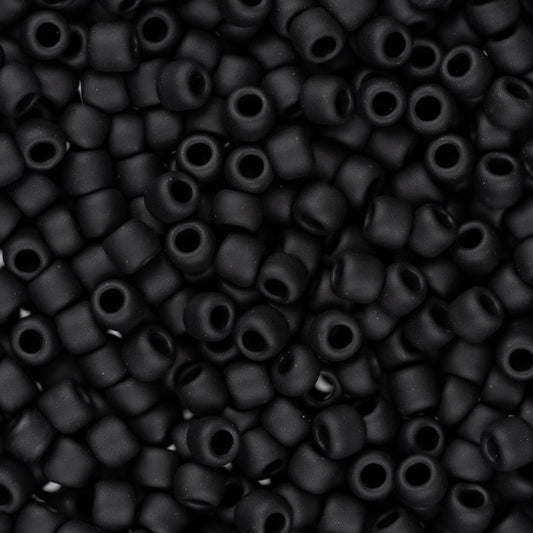 Perles de rocaille Toho 11/0 #49F Jet givré opaque Flacon de 8 à 9 g