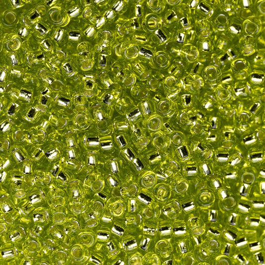 Perles de rocaille Toho 15/0 # 24 vert citron doublé d'argent flacon de 8-9 g