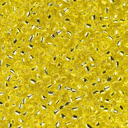 Perles de rocaille Toho 15/0 # 32 Citron doublé d'argent Flacon de 8 à 9 g