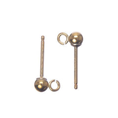 14kt Gold Earring Studs with Loop 2/pk