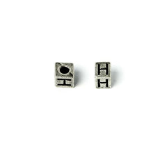 Antique Silver Cube Letter "H" Metal Bead Each