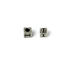 Antique Silver Cube Letter "I" Metal Bead Each