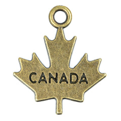 3/4" Canada Maple Leaf Metal Charm 5/pk