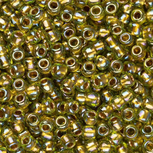 11/0 perles de rocaille Toho # 996 péridot arc-en-ciel doublé d'or flacon de 8-9 g