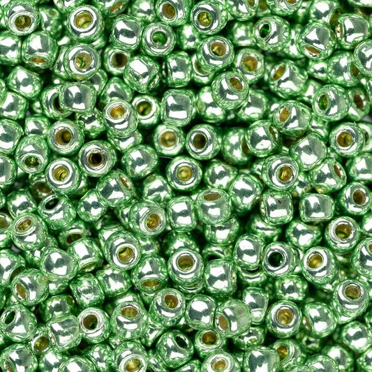 Perles de rocaille Toho 11/0 #PF587 Pomme verte galvanisée Permafinish Flacon de 8 à 9 g