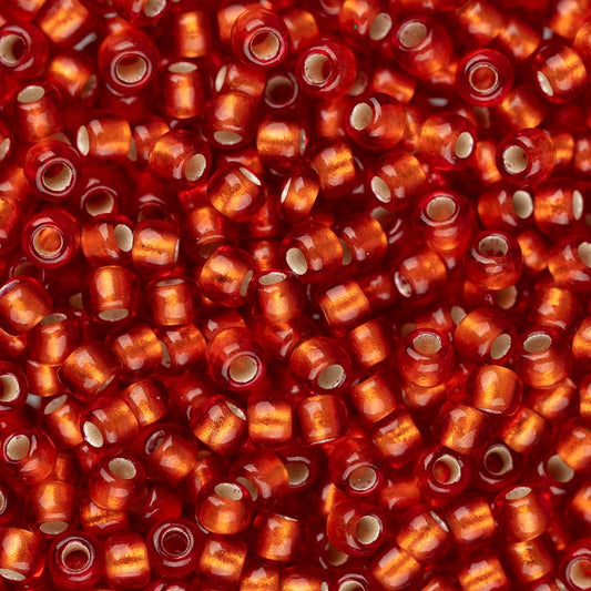 11/0 Toho Seed Beads #25F Silver Lined Frosted Light Siam Ruby 8-9g Vial