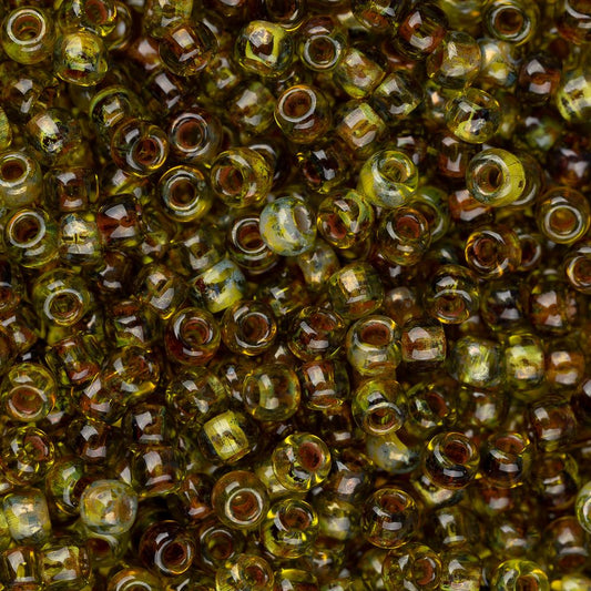 Perles de rocaille Toho 11/0 # Y315 Picasso vert citron transparent flacon de 8 à 9 g