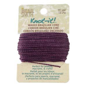 Knot It Cordon Brésilien Ciré 1mm Améthyste 15yd Carte