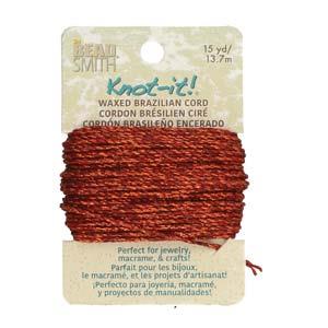 Knot It Cordon Brésilien Ciré 1mm Cuivre Métallique 15yd Carte