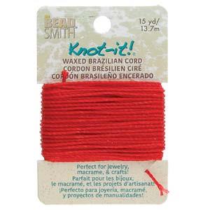 Knot It Cordon Brésilien Ciré 1mm Crimson 15yd Carte