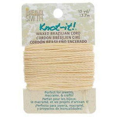 Knot It Waxed Brazilian Cord 1mm Cream 15yd Card