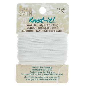 Knot It Cordon Brésilien Ciré 1mm Extra Blanc Carte 15yd