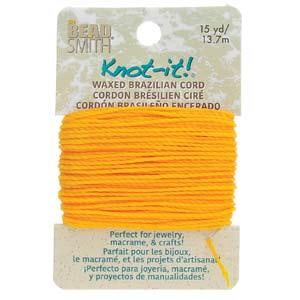 Knot It Cordon Brésilien Ciré 1mm Jaune Doré 15yd Carte