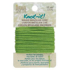 Knot It Waxed Brazilian Cord 1mm Lime 15yd Card