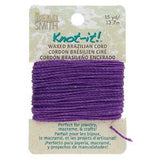 Knot It Waxed Brazilian Cord 1mm Neon Purple 15yd Card