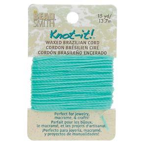 Knot It Cordon Brésilien Ciré 1mm Seafoam 15yd Carte