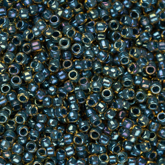 Perles de rocaille Toho 15/0 #243 Topaze doublée d'émeraude Flacon de 8 à 9 g