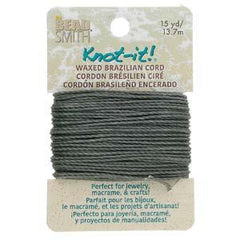 Knot It Waxed Brazilian Cord 1mm Dark Grey 15yd Card