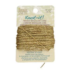 Knot It Cordon Brésilien Ciré 1mm Or Métallisé Carte 15yd