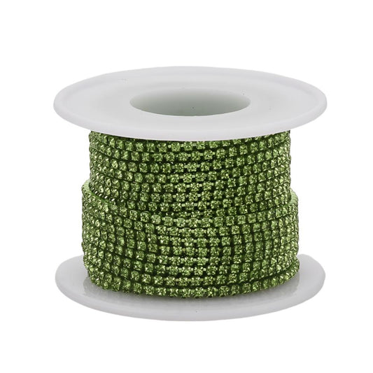 Bande de strass en péridot de 2 mm en métal 10yd/pk