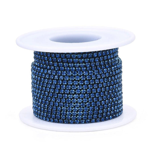 Bande en métal avec strass saphir clair de 2 mm 10yd/pk