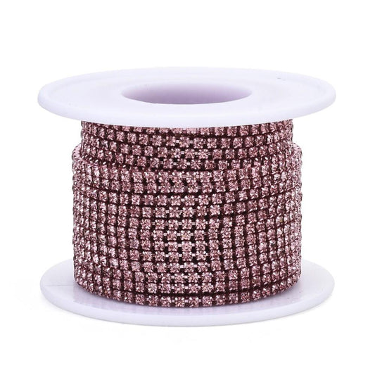 Bande en métal avec strass rose clair de 2 mm 10yd/pk