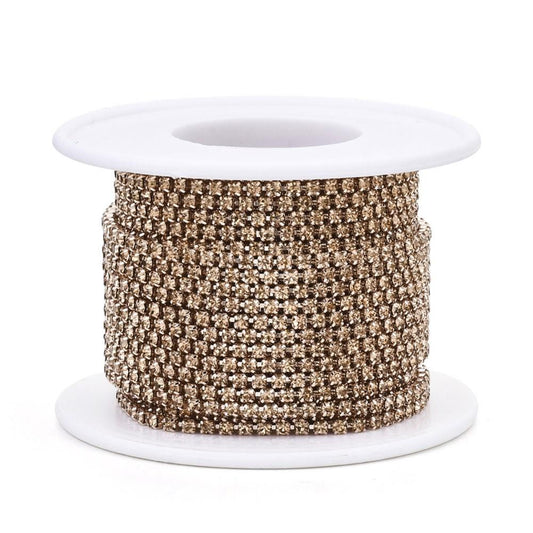 Metal 2mm Light Peach Rhinestone Banding 10yd/pk