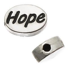 Oval 8x11mm, "Hope" Metal Bead