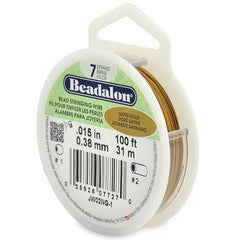 7 Strand Bead Stringing Wire, .015 Satin Gold 100ft