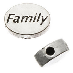 Oval 8x11mm, "Family" Metal Bead
