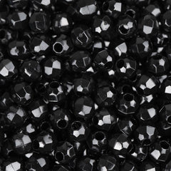 4mm Plastic Facetted Beads 1350/pk - Black
