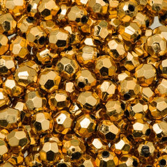 6mm Plastic Facetted Beads 1000/pk - Metallic Gold