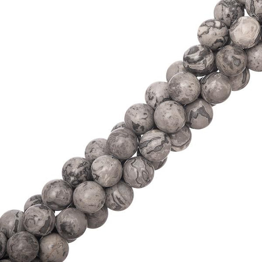Mapstone Beads 8mm Round (Natural) 15-16" Strand