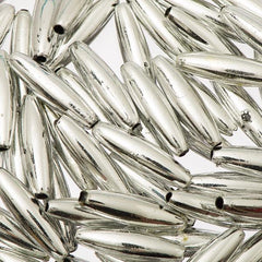 Plastic Spaghetti Beads 500/pk - Metallic Silver