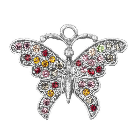 Butterfly Rhinestone Pendant 28x34mm 1/pk