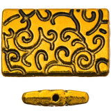 Rectangle 15x23mm, Antique Gold Metal Beads 5/pk