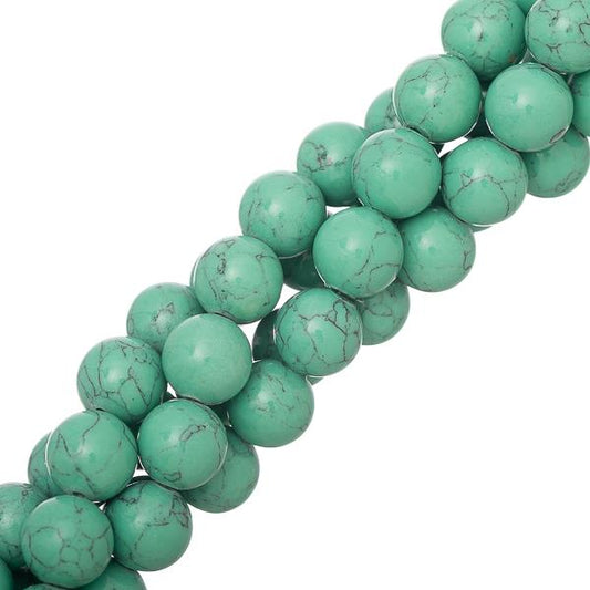 10mm Turquoise Vert (Synthétique/Teint) Perles 15-16" Brin