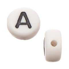 6mm Flat Round Letter "A" Beads 10/pk