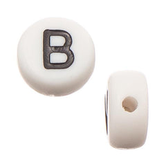 6mm Flat Round Letter "B" Beads 10/pk
