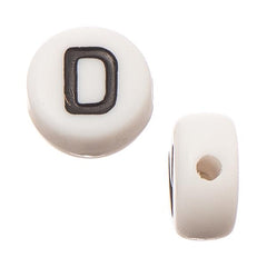 6mm Flat Round Letter "D" Beads 10/pk