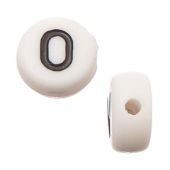 6mm Flat Round Letter "O" Beads 10/pk