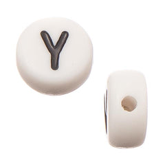 6mm Flat Round Letter "Y" Beads 12/pk