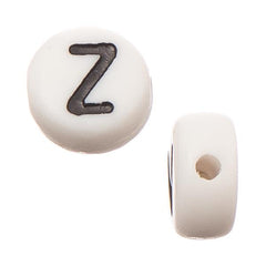 6mm Flat Round Letter "Z" Beads 12/pk