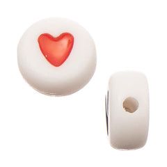 6mm Flat Round Heart Beads 10/pk