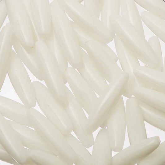 Perles spaghetti en plastique 50/pqt - Blanc