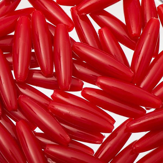 Perles spaghetti en plastique 50/pqt - Rouge