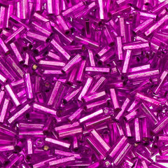 #3 Czech Bugle Beads Silver Lined Fuchsia 25g Bag