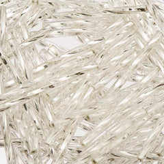 30mm Twisted Czech Bugle Beads Silver Lined Crystal 25g Bag