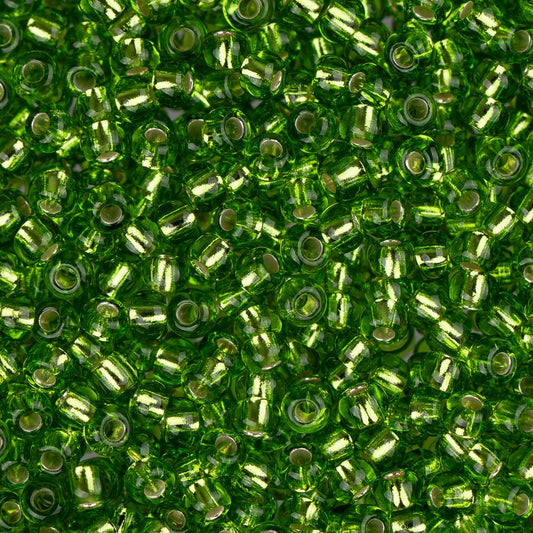 Perles de rocaille tchèques 11/0 #34973 Chartreuse doublée d'argent 23g